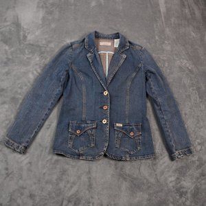Levis Jacket Blazer Womens M Blue‎ Business Casual Dickey Signature Denim Fitted